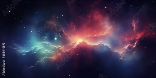 clouds  planets  stars. Abstract illustration art Cosmic background with stardust and gas nebulae.AI Generative
