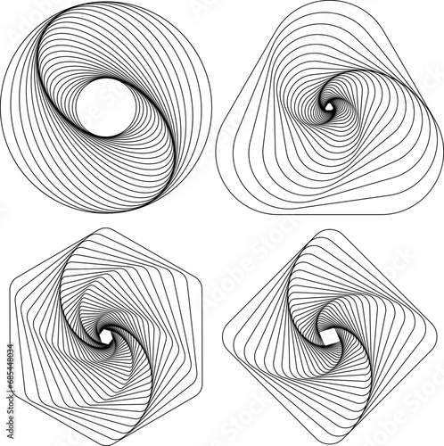 Black white wireframe tunnel set