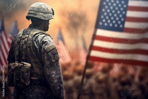 american soldier in uniform,American memorial day concept,Generated By Ai photo