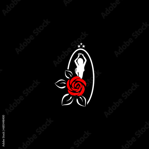 logo design  flower girl red icon vector 