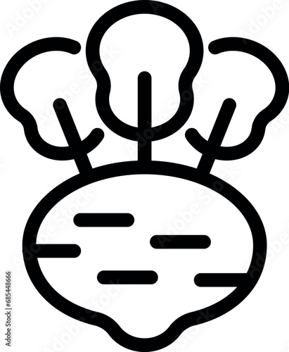 Turnip edible icon outline vector. Fresh kohlrabi consume. Farmstead harvest season