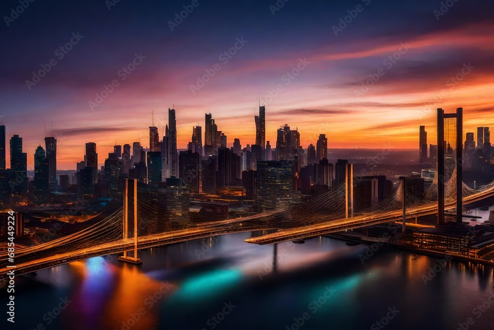 Fototapeta premium sunset country with rainbow view