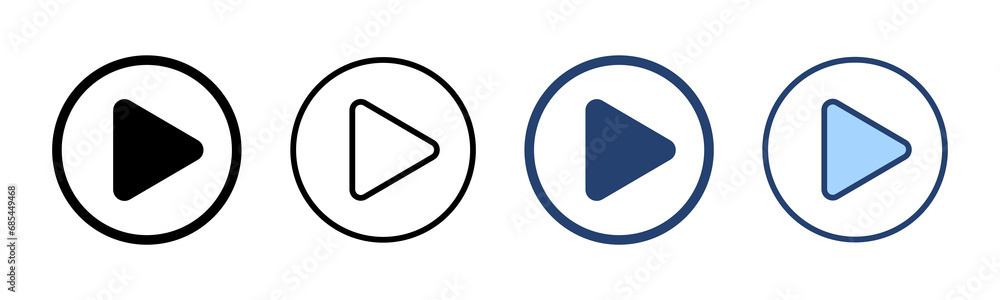 Play icon vector. Play button sign and symbol Play icon vector. Play button sign and symbol