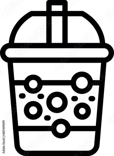 Bubble tea cup icon outline vector. Taiwanese tea beverage. Cold tea smoothie