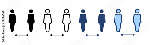 Social distance icon vector. social distancing sign and symbol. self quarantine sign