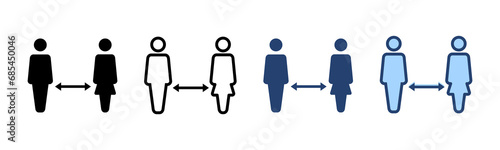 Social distancing vector. social distance sign and symbol. self quarantine sign