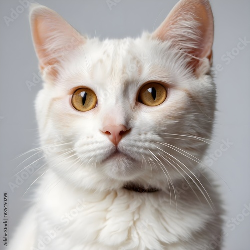 portrait of a white kitten on a white background