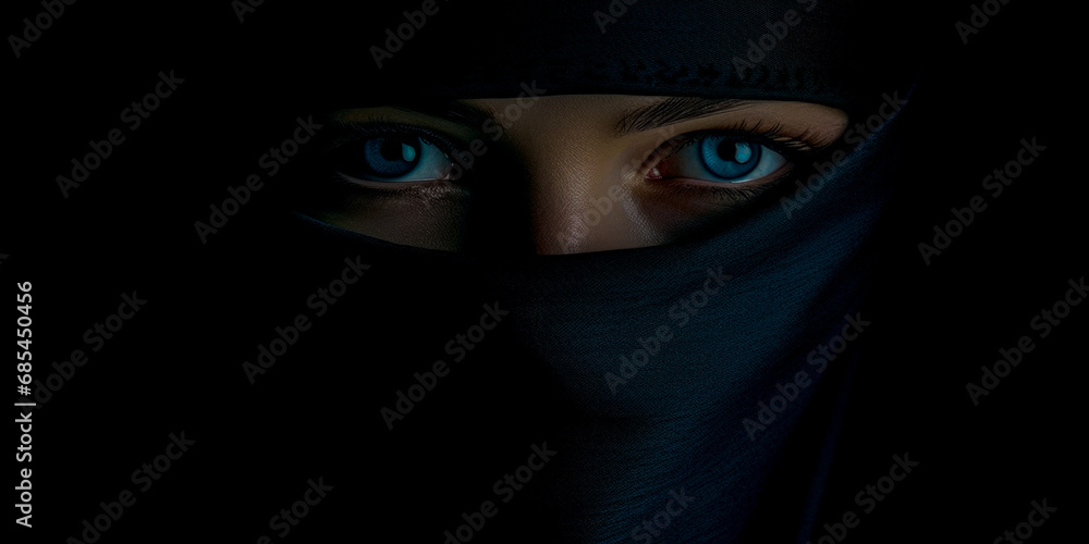 Arabian Woman Face Covered with Hijab Arabian Woman Face Covered with Hijab