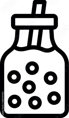 Chilled bubble tea icon outline vector. Milky delicious beverage. Oriental drink concoction