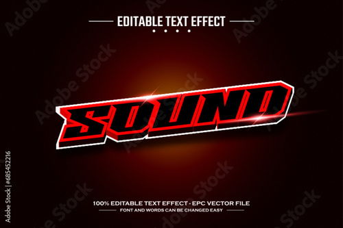 Sound 3D editable text effect template