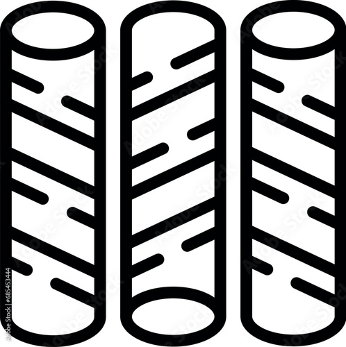 Wafer rolls biscuit icon outline vector. Thin crispy sticks. Confection cacao dessert