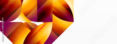 Serene gradient template. Circles and triangles mingle in minimalist perfection. Gentle fusion of forms and hues creates balanced yet captivating backdrop, embodying modern sophistication