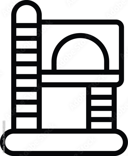 Large scratching cat post icon outline vector. Sisal covered kitten furniture. Cats sleeper house