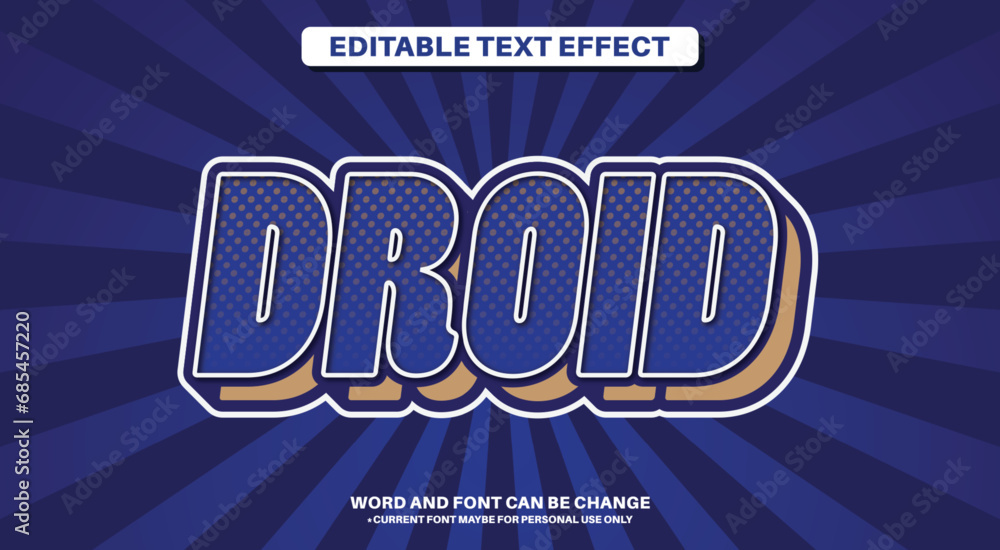 Naklejka premium Sticker Style Fully Editable Text Effect - Droid