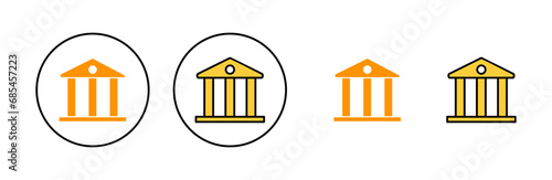 Bank icon set for web and mobile app. Bank sign and symbol, museum, university