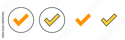 Check mark icon set for web and mobile app. Tick mark sign and symbol