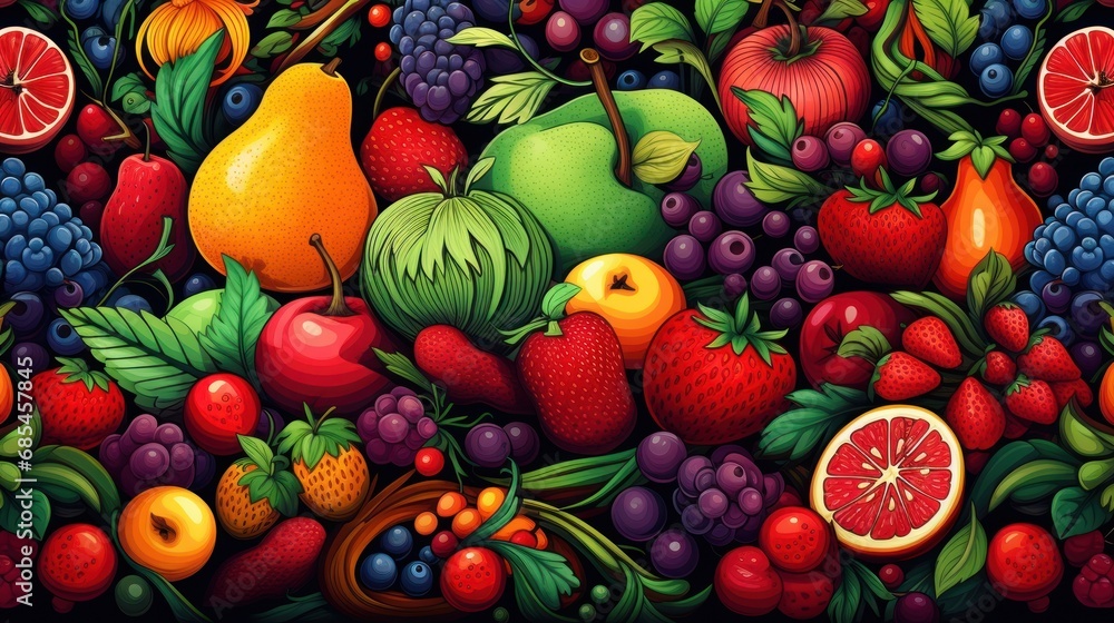 various colorful fruits and vegetables background wallpaper ai generated image various colorful fruits and vegetables background wallpaper ai generated image