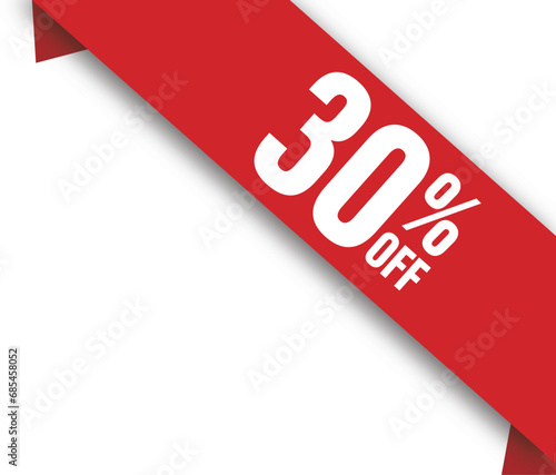 30% Off Corner Ribbon super discount Banner - Vector Template