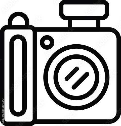 Vintage photo camera icon outline vector. Shooting retro apparatus. Photographic shoot gadget