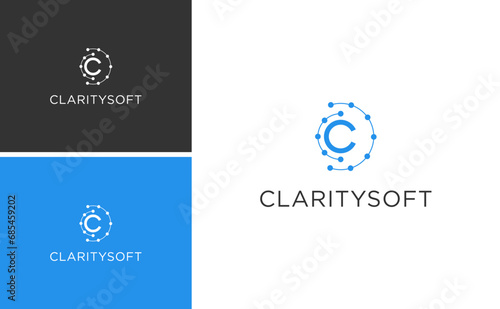 Initial C logo clarity software, CRM software design vector 