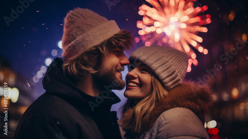 Couple celebrate new year's eve
