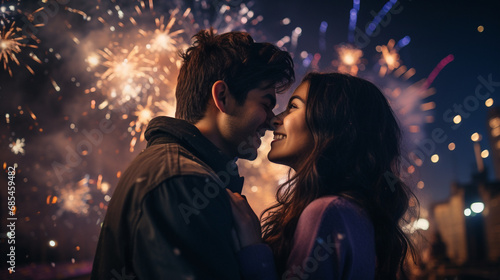 Couple celebrate new year's eve