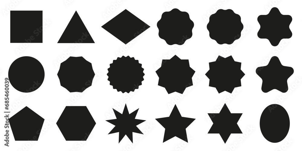 Geometric shapes black silhouette icon set. Vector illustration. EPS 10. Geometric shapes black silhouette icon set. Vector illustration. EPS 10.