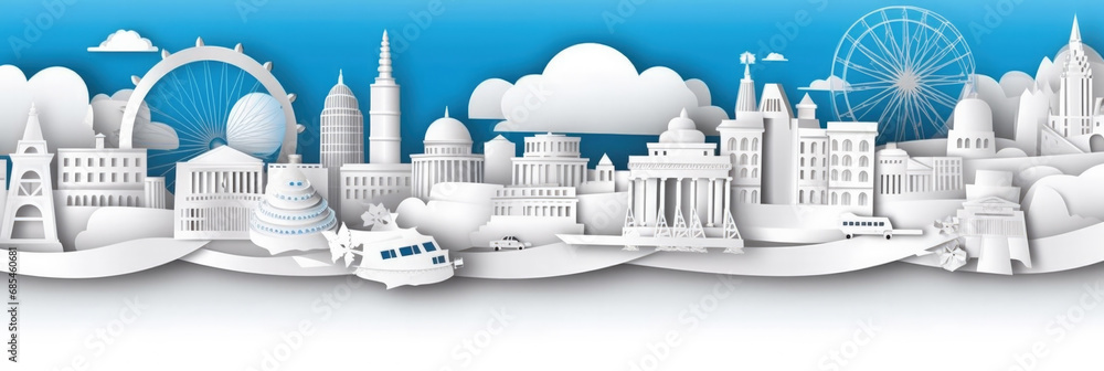 Washington DC city panorama, urban landscape. Business travel and travelling of landmarks. Illustration, web background. Buildings silhouette. United States