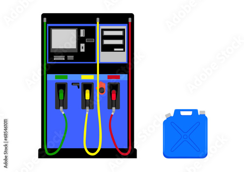 ガソリンスタンドの給油機とポリタンク