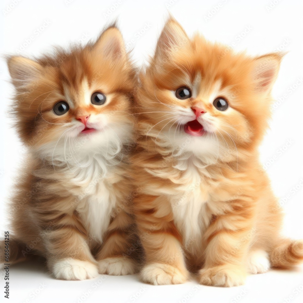 cute and adorable young orange kittens on white generative ai cute and adorable young orange kittens on white generative ai