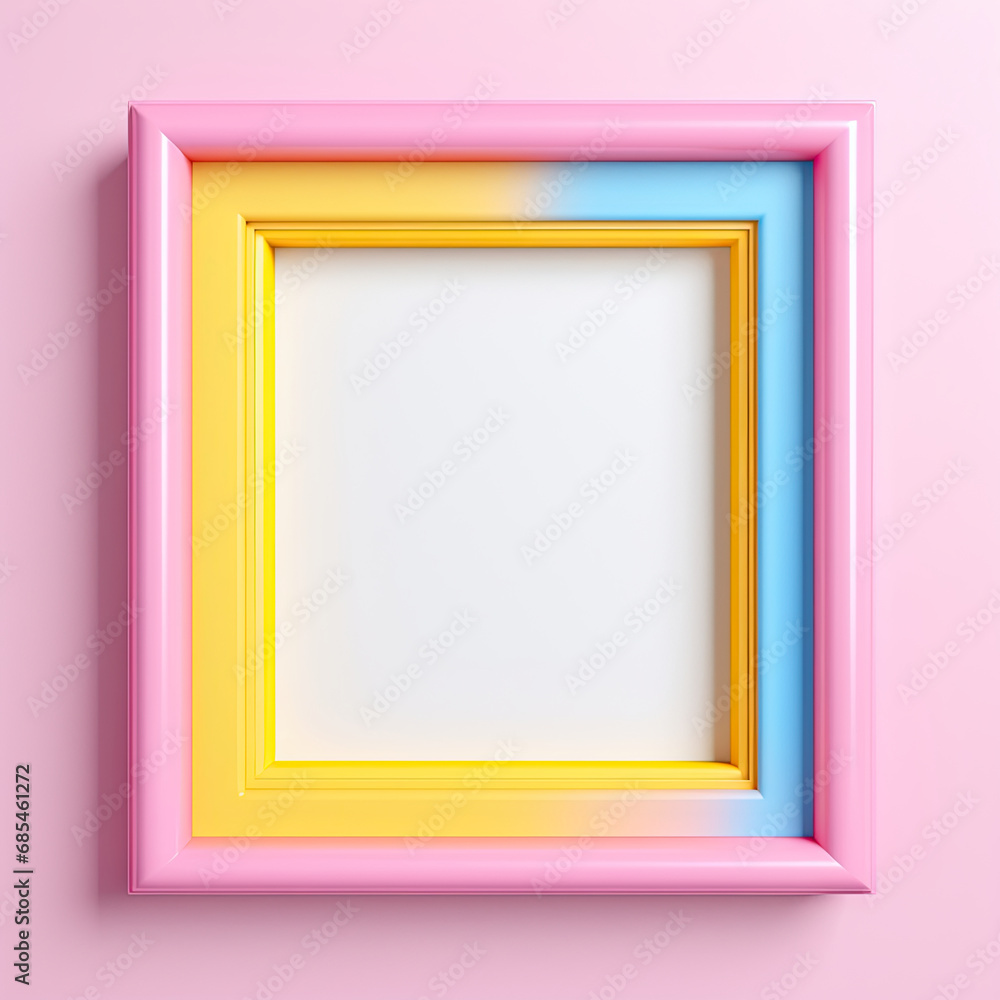 cute picture frame in pastel colors pink yellow blue template mockup cute picture frame in pastel colors pink yellow blue template mockup