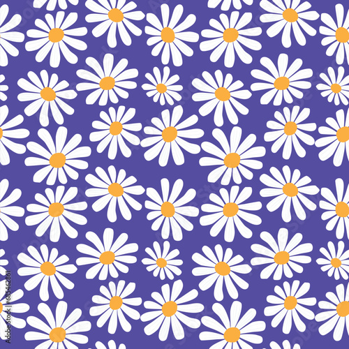 Seamless pattern with bright hand drawn flowers, leaves and florals. Repeating background for wrapping paper