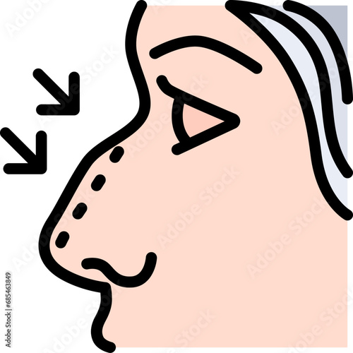 Nose surgery icon. Filled outline design. For presentation, graphic design, mobile application.