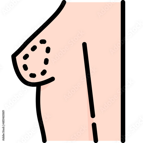 Breast augmentation icon. Filled outline design. For presentation, graphic design, mobile application.