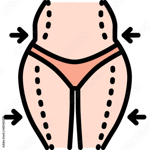 Slim liposuction icon. Filled outline design. For presentation, graphic design, mobile application.