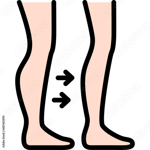 Calf liposuction icon. Filled outline design. For presentation, graphic design, mobile application.