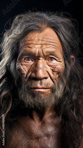 Portrait of a Old Ancient Human, Close- Up Portrait