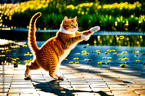 dancing cat. Generative AI photo