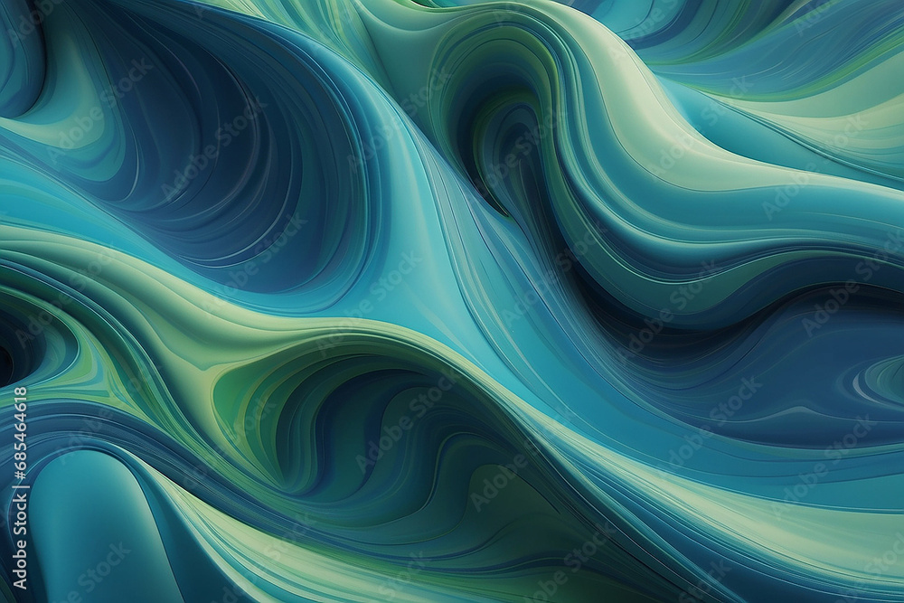 Abstract blue and green wavy pattern background with smooth curves and flowing design. Abstract blue and green wavy pattern background with smooth curves and flowing design.