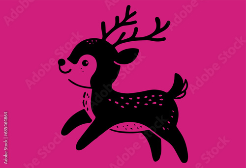 Enchanting Pink Reindeer, Festive Christmas Silhouette on a Rosy Background © Katia M Byron