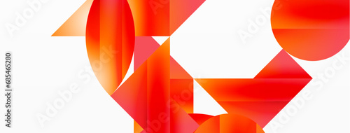 Serene gradient template. Circles and triangles mingle in minimalist perfection. Gentle fusion of forms and hues creates balanced yet captivating backdrop, embodying modern sophistication