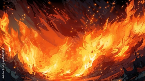 燃え盛る炎のイラスト photo