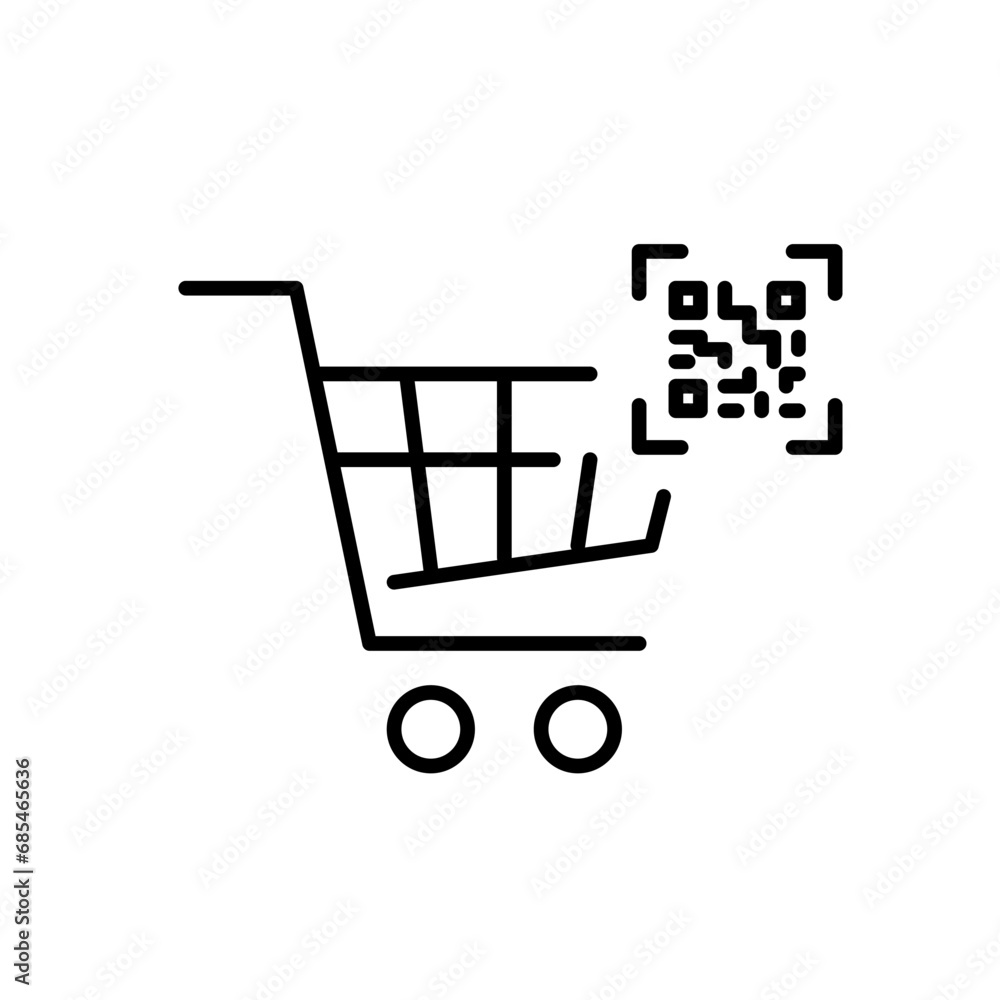 Smart shopping cart. Pixel perfect, editable stroke icon Smart shopping cart. Pixel perfect, editable stroke icon
