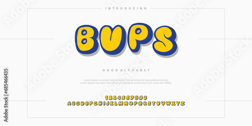 BUPS modern abstract digital alphabet font. Minimal technology typography, Creative urban sport fashion futuristic. vector illustration