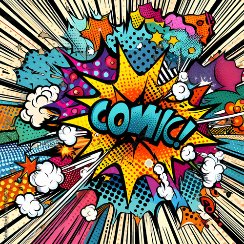 Abstract creative comic popstyle explosion art illustration for design concept 