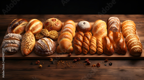 bread background, bakery products. flour products. food. photo