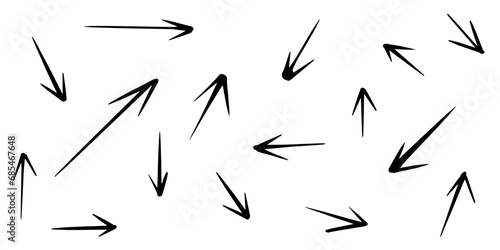 Hand drawn Arrows icons Set. arrow icon with various directions. Doodle vector illustration. isolated on a white background