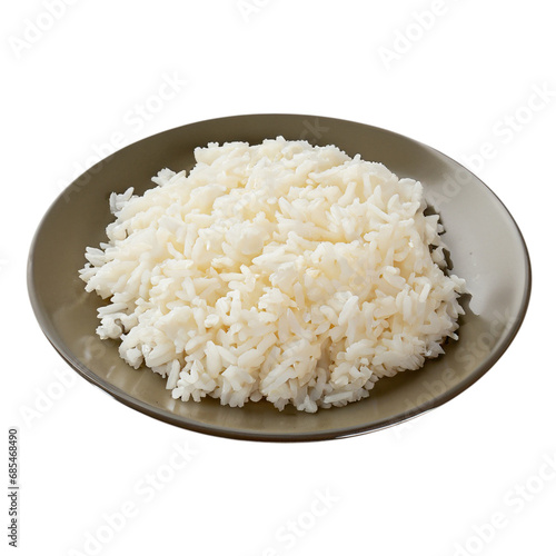 Rice on a plate isolated on a transparent background. Rice PNG Generative AI