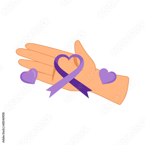 rett syndrome ribbon heart on hand photo