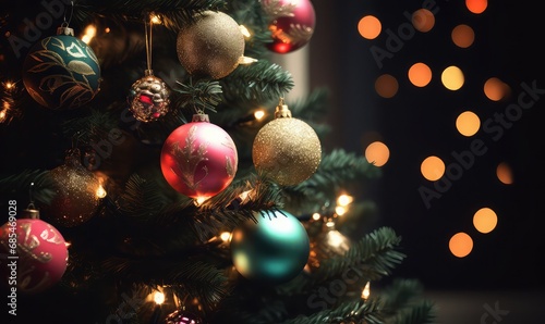Christmas- ball  tree ornaments  background  Ai generated image